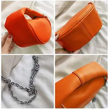 Small Shoulder Handbag for Women Fashion Mini Soft Crossbody Bag Lightweight Clutch Purse with Chain