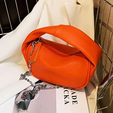 Small Shoulder Handbag for Women Fashion Mini Soft Crossbody Bag Lightweight Clutch Purse with Chain