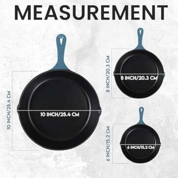 Utopia Kitchen Saute Fry Pan Set - 3-Piece Pre-Seasoned Cast Iron Skillet Set (6, 8, 10 Inch) - Perf...