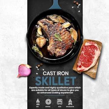 Utopia Kitchen 3-Piece Pre-Seasoned Cast Iron Skillet Set