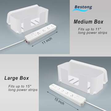 Power Strip Cover Box - Hide Power Strip for TVs and Computers, Electrically Safe Cord Organizer Box, Cord Box crafted from durable ABS material (2pack,white)