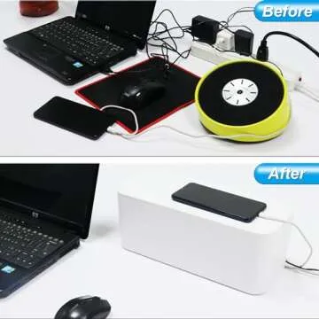 Power Strip Cover Box - Hide Power Strip for TVs and Computers, Electrically Safe Cord Organizer Box, Cord Box crafted from durable ABS material (2pack,white)