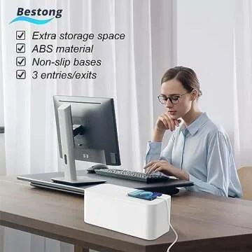 Power Strip Cover Box - Hide Power Strip for TVs and Computers, Electrically Safe Cord Organizer Box, Cord Box crafted from durable ABS material (2pack,white)