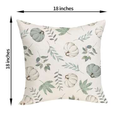 OFIRD Fall Decor Pillow Covers 18x18 Inches Pack of 2 Green Pumpkin Maple Leaves Throw Pillow Covers...