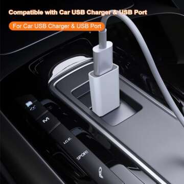 LMUBOY USB to USB C Adapter,USB-C Female to USB-A Male Adapter Compatible with Apple MagSafe Watch 10/9/8/7/SE/Ultra,Car,iPhone 16 15 14 13 12 Mini Pro Max,iPad,Galaxy,Pixel 7 6 5,CarPlay,Wall Plug