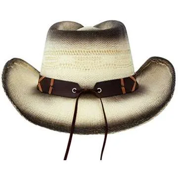 Queue Essentials Straw Cowboy Hat for Men Cowgirl Hat for Women Western Wide Brim Hat Hats - D