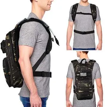 NOOLA Hydration Backpack with 3L TPU Water Bladder, Tactical Molle Water Backpack for Men Women, Hydration Pack for Hiking, Biking, Running and Climbing, Black Camo