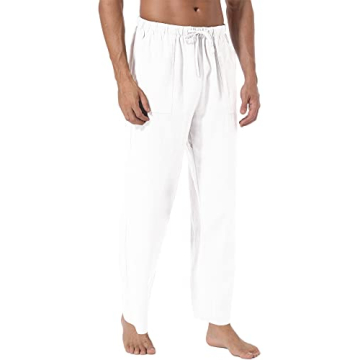 AITFINEISM Men's Casual Cotton Linen Pants for Summer Style