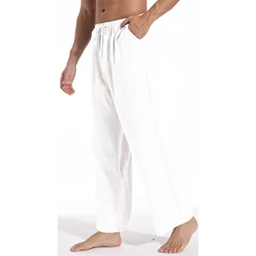 AITFINEISM Men's Casual Cotton Linen Pants for Summer Style