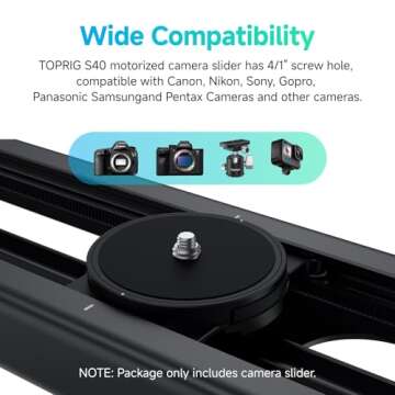 Accsoon Toprig 16inch/40cm Motorized Camera Slider, Button/APP Control Dolly Rail Slider, Speed Adjust/Time-Lapse/120° Panoramic Shooting/Loop Mode, Compatible with DSLR Camera, Gopro, Camcorder (S40)