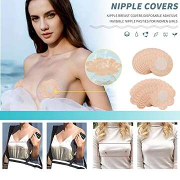 Brozigo 80PCS Nipple Cover 80PCS Pasties Nipple Covers for Woman 40 Pairs Self-adhesive Breast Petal...