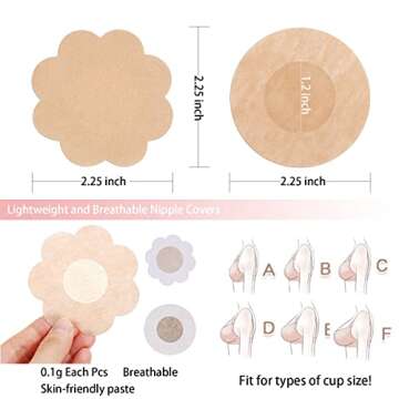 Brozigo 80PCS Nipple Cover 80PCS Pasties Nipple Covers for Woman 40 Pairs Self-adhesive Breast Petals for Summer Dress