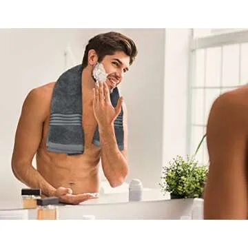 Utopia Towels 8-Piece Premium Towel Set, 2 Bath Towels, 2 Hand Towels, and 4 Wash Cloths, 100% Ring Spun Cotton Highly Absorbent Towels for Bathroom, Sports, and Hotel (Grey)