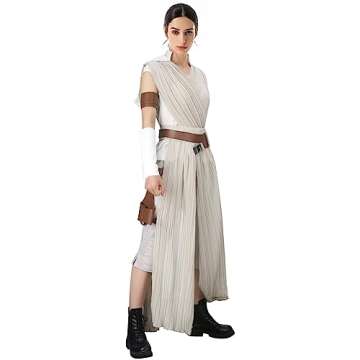 FangjunxianST Womens Rey Costume Adult Jedi Cosplay Suits Deluxe Tops Pants Outfit Full Set with Bel...