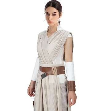 FangjunxianST Womens Rey Costume Adult Jedi Cosplay Suits Deluxe Tops Pants Outfit Full Set with Belt for Halloween (Large)
