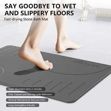 Graplife - Stone Bath Mat, Diatomaceous Earth Shower Mat, Non-Slip Super Absorbent Quick Drying Bathroom Floor Mats, Natural, Easy to Clean (23.6 x 15.35)