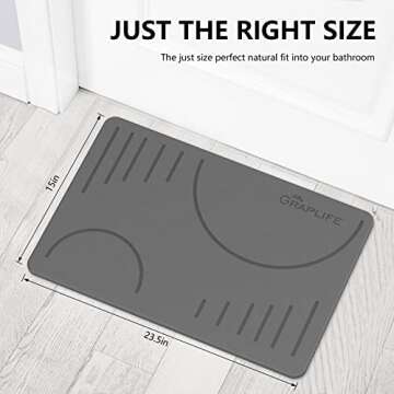 Graplife - Stone Bath Mat, Diatomaceous Earth Shower Mat, Non-Slip Super Absorbent Quick Drying Bathroom Floor Mats, Natural, Easy to Clean (23.6 x 15.35)