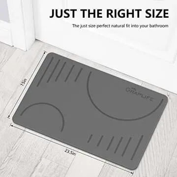 Graplife - Stone Bath Mat, Diatomaceous Earth Shower Mat, Non-Slip Super Absorbent Quick Drying Bathroom Floor Mats, Natural, Easy to Clean (23.6 x 15.35)