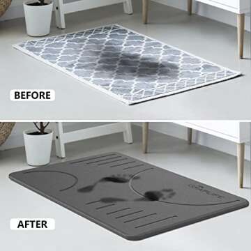 Graplife - Stone Bath Mat, Diatomaceous Earth Shower Mat, Non-Slip Super Absorbent Quick Drying Bathroom Floor Mats, Natural, Easy to Clean (23.6 x 15.35)