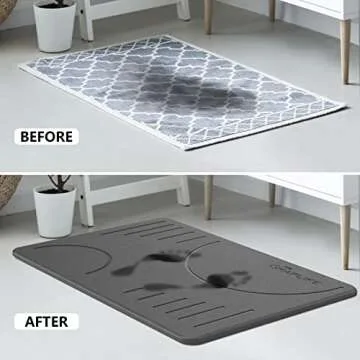 Graplife - Stone Bath Mat, Diatomaceous Earth Shower Mat, Non-Slip Super Absorbent Quick Drying Bathroom Floor Mats, Natural, Easy to Clean (23.6 x 15.35)