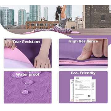 Large Yoga Mat for Men and Women - 6'x4'x6mm, Extra Wide TPE Fitness Mat for Home Gym Workout, Non-Slip, Perfect for Barefoot Exercise (Yoga, Pilates, Stretching, Meditation)