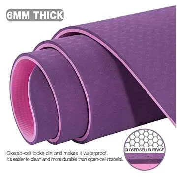 Large Yoga Mat for Men and Women - 6'x4'x6mm, Extra Wide TPE Fitness Mat for Home Gym Workout, Non-Slip, Perfect for Barefoot Exercise (Yoga, Pilates, Stretching, Meditation)