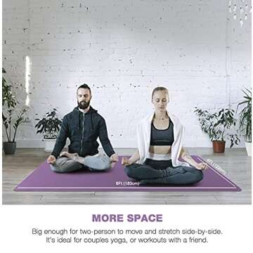 Large Yoga Mat for Men and Women - 6'x4'x6mm, Extra Wide TPE Fitness Mat for Home Gym Workout, Non-Slip, Perfect for Barefoot Exercise (Yoga, Pilates, Stretching, Meditation)