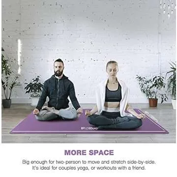 Large Yoga Mat for Men and Women - 6'x4'x6mm, Extra Wide TPE Fitness Mat for Home Gym Workout, Non-Slip, Perfect for Barefoot Exercise (Yoga, Pilates, Stretching, Meditation)