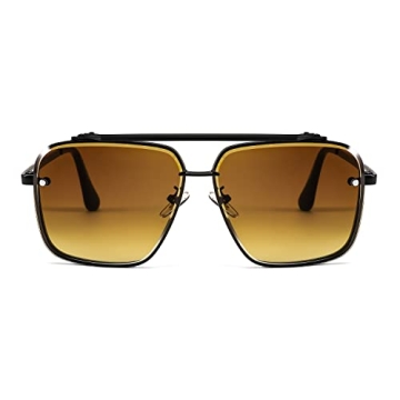 FEISEDY Vintage Sunglasses UV400 Protection Stylish Metal Frame