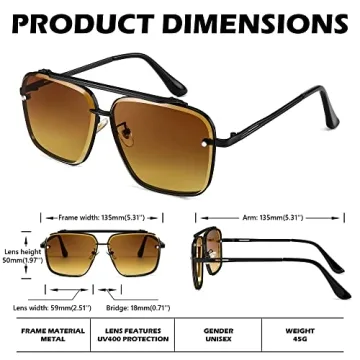 FEISEDY Vintage Sunglasses UV400 Protection Stylish Metal Frame