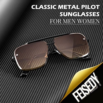 FEISEDY Vintage Sunglasses UV400 Protection Stylish Metal Frame