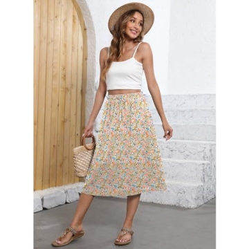 Witsmile Retro Summer Skirt for Women with Pockets