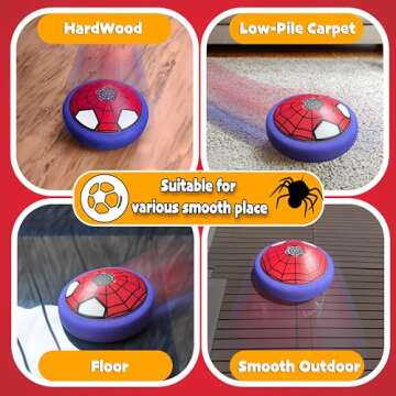 Hover Soccer Ball Indoor Toys,Boy Toys Gifts for Ages 4 5 6 7 8 10 12 Years Old,Air Floating Soccer Toy with LED Lights Foam Bumper,Kids Soccer Toys Birthday Gifts for Boys Girls (1 Pack)