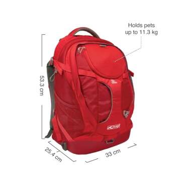 Kurgo G-Train - Dog Carrier Backpack for Small Pets - Cat & Dog Backpack for Hiking, Camping or Travel - Waterproof Bottom - Red