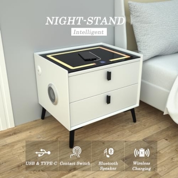Smart Nightstands with Wireless Charging and LED Lights