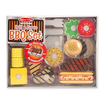 Melissa & Doug Wooden Grill Set for Kids - 20 pcs
