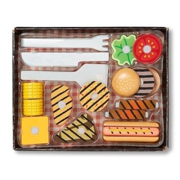 Melissa & Doug Wooden Grill Set for Kids - 20 pcs