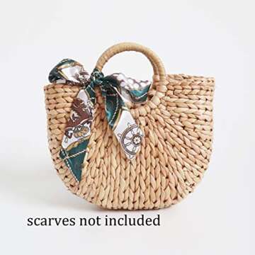 SUNCHOYEER Straw Beach Bag, Summer Beach Tote Bag for Women, Woven Handmade Basket Bags, Big Capacity Travel Handbags