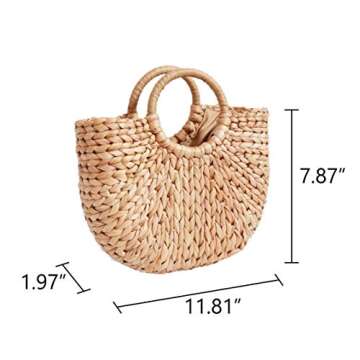 SUNCHOYEER Straw Beach Bag, Summer Beach Tote Bag for Women, Woven Handmade Basket Bags, Big Capacity Travel Handbags