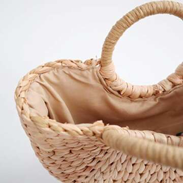 SUNCHOYEER Straw Beach Bag, Summer Beach Tote Bag for Women, Woven Handmade Basket Bags, Big Capacity Travel Handbags