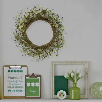 Yawwind St Patricks Day Wreaths for Front Door 20 Inches Green Shamrock Wreath St Patricks Day Door ...