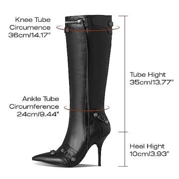 VOMIRA Stylish Knee High Stiletto Boots with Rivets