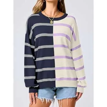Caracilia Women's Striped Oversized Pullover Sweater