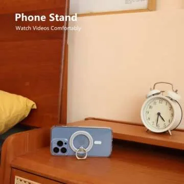 Mindsky Magnetic Phone Ring Holder for iPhone 15 14 13 12 Magsafe Accessories Adjustable Finger Phone Ring Grip（Removable When Wireless Charging）(GlitterWhite)