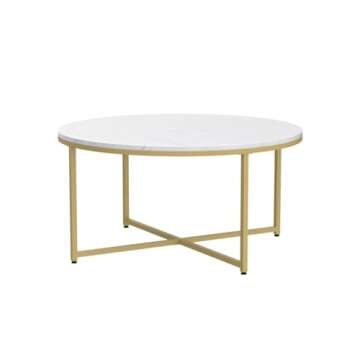 Yaheetech Faux Marble Coffee Table for Modern Living