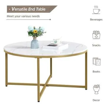 Yaheetech Faux Marble Coffee Table for Modern Living