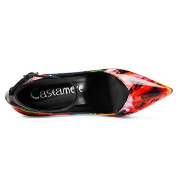 Castamere Womens Sexy Ankle Strap High Heels Pumps Elegant Pointy Toe Stilettos 12CM Heel Shoes Colourful Patent Shoes 9 M US