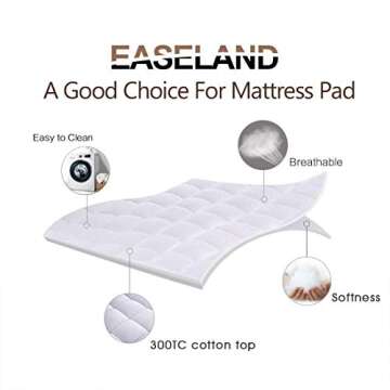 EASELAND Full Size Mattress Pad Pillow Top Mattress Cover Quilted Fitted Mattress Protector Cotton 8...