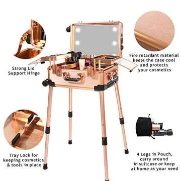 Jula Vance Makeup Case with Mirror, Light, and Speaker