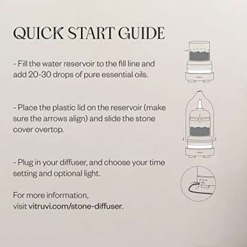 Vitruvi Stone Diffuser, Ceramic Ultrasonic Essential Oil Diffuser for Aromatherapy | Ceramic Diffuser, Diffusers for Home, Oil Diffuser, Room Decor | Black, 90ml Capacity